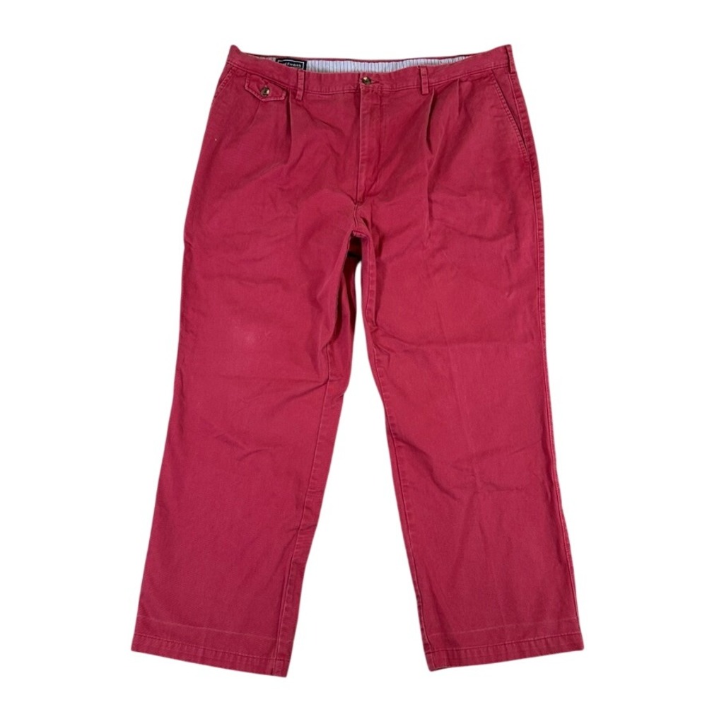 Paul Fredrick Mens 42 Red Pleated Chino Pants 100% Cotton Straight Leg Trousers